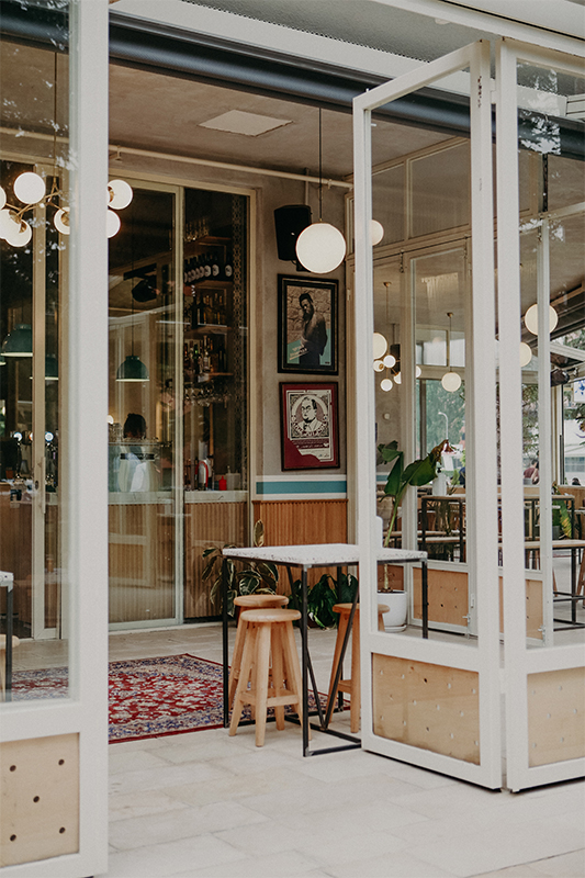 see-through glass entrance